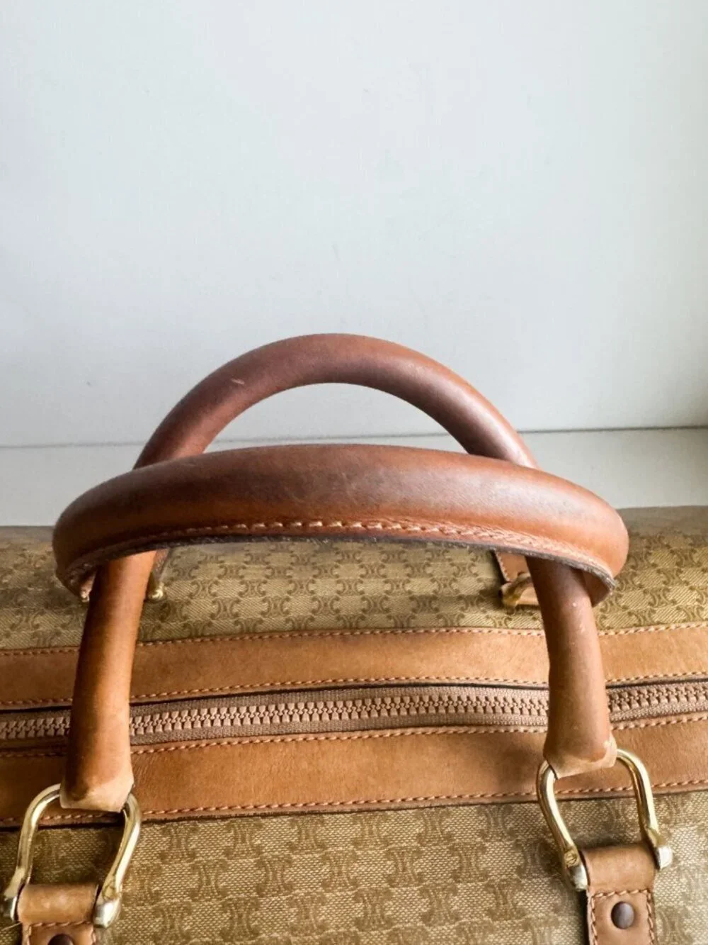 Vintage Celine Coated Canvas Duffle Travel Bag